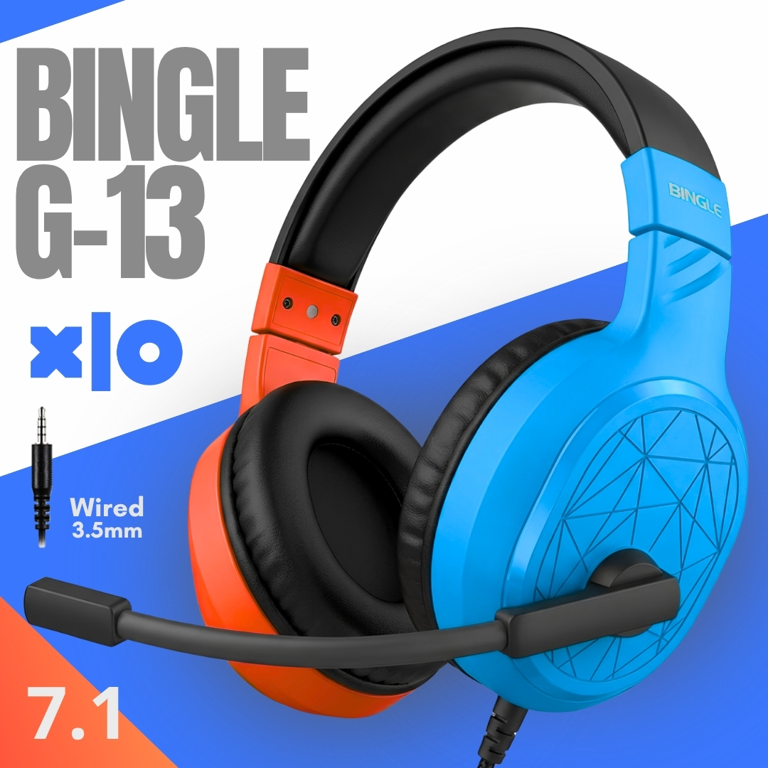 Bingle G30 RGB Wired Gaming Sports Headset | Over-Ear Professional eSports Headphones with 7.1 Virtual Surround Sound & Subwoofer | Noise Cancelling Mic, LED Light 3.5mm Audio Jack Headphone for PC Gaming, PS4, PS5, Xbox & Laptop - XLO