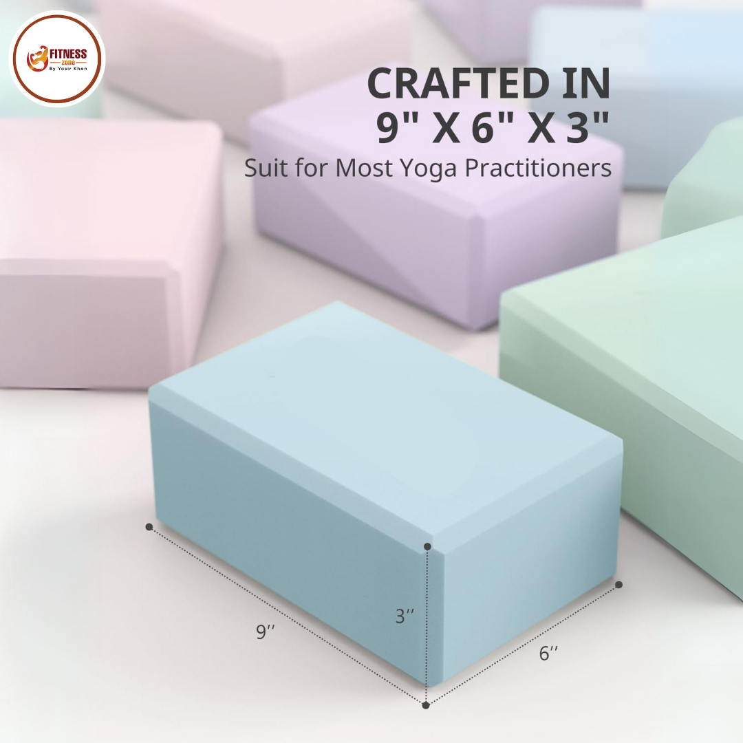 Yoga Block EVA Foam – Non-Slip Support Brick for Posture Alignment, Balance & Deep Stretching | High Density Lightweight Yoga Brick for Men & Women | Pilates & Home Workout (Single & Pair)