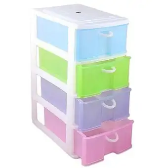 Multi Colour 4 Tier Mini Desktop Organizer Drawer Type Storage Box