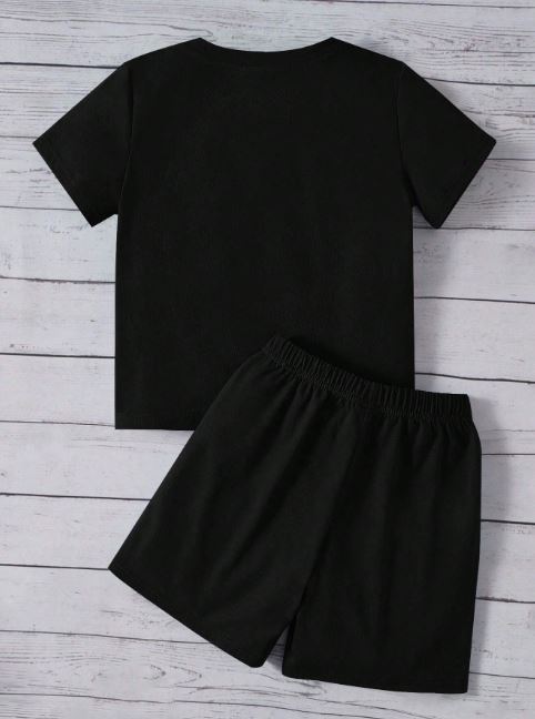 KIDS'S SUMMER SHORT SLEEVE PATCHWORK TOP T.SHIRT AND TROUSER