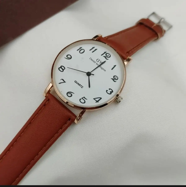 Brown leather Luxury Watch For Unisex