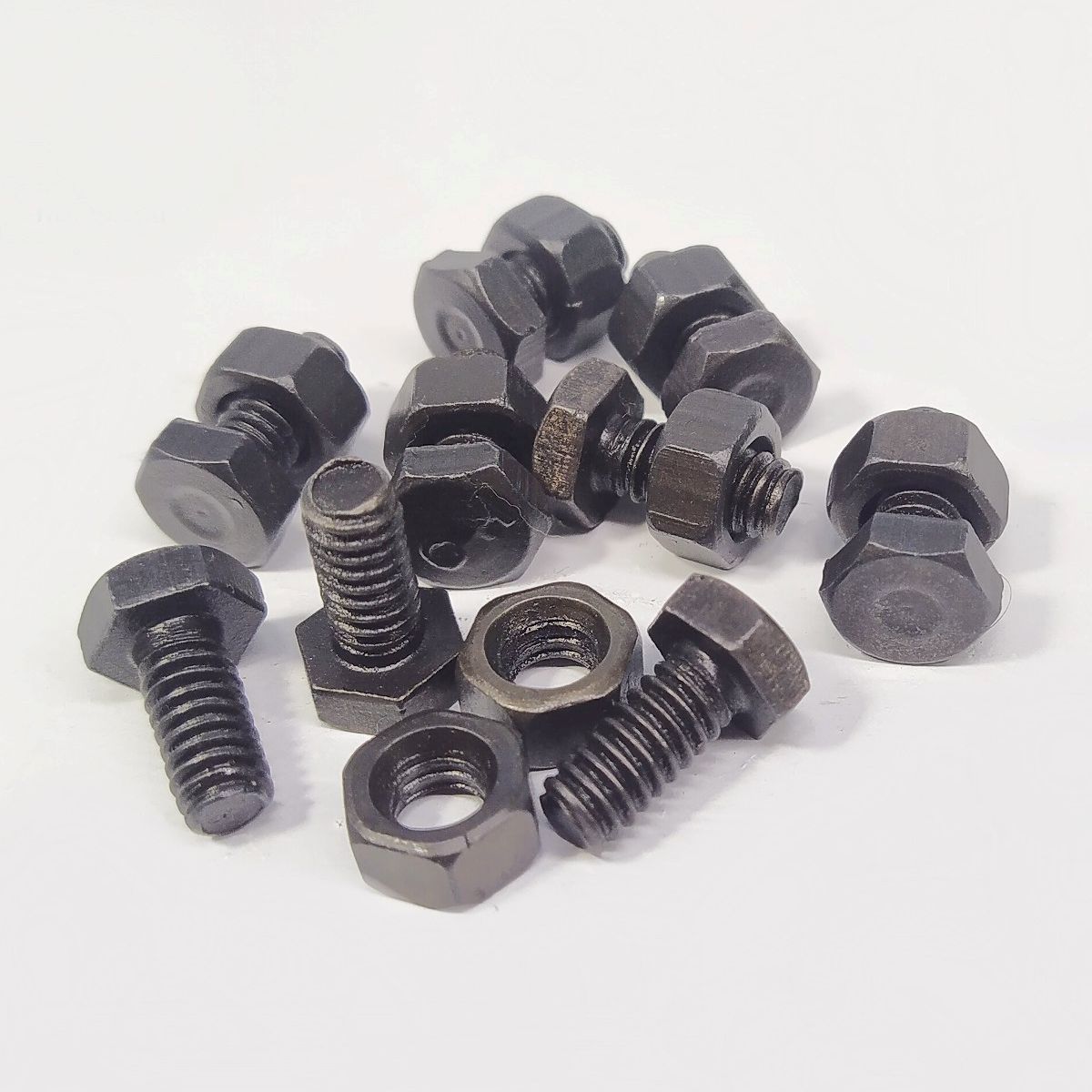 10Pcs Pack 1/4 inch Width, (2 Sotar) Black Hexagonal Nut and Bolt Screw Nut  Bolt 10 Different Size Available
