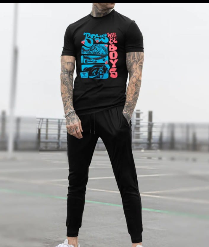 Tracksuit New And Amazing Trendy Design Live Music printed Round Neck Half Sleeves T Shirts Top Quality Gym wear and comfortable Pair Shirt and Trouser For For Men N Boys
