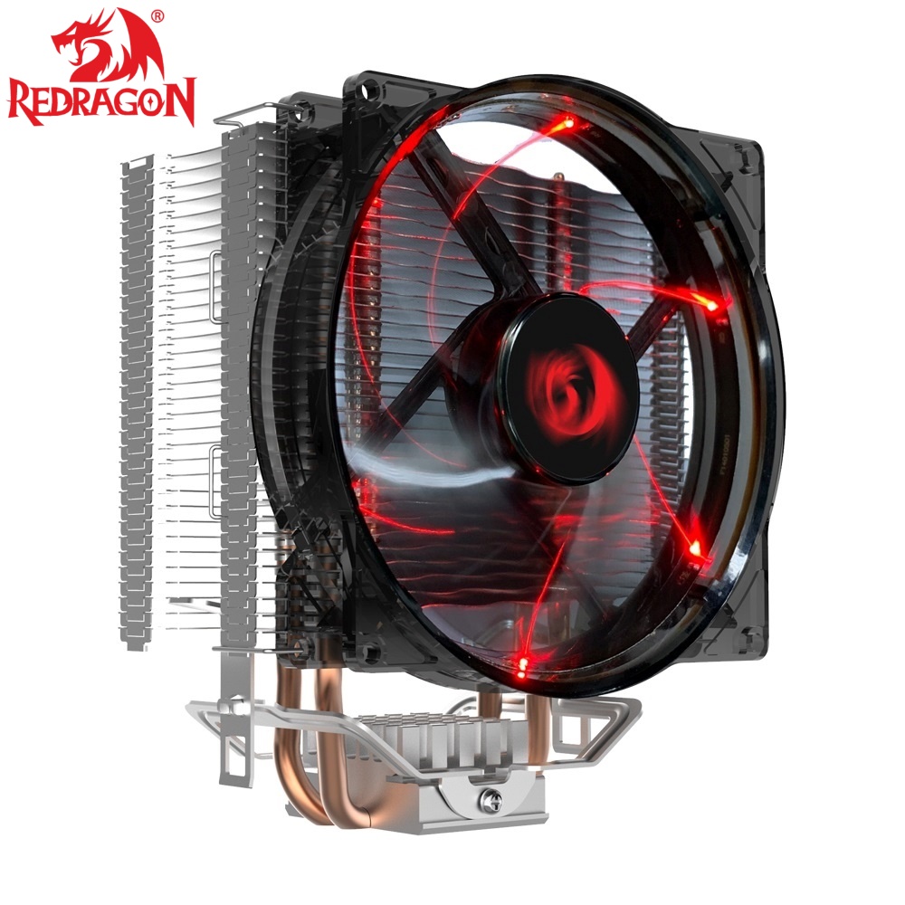 Redragon Reaver Cpu Cooler With Red Led 120mm Fan And 2 Heat Pipes Hdt Technology Multi Compatible (cc-1011)