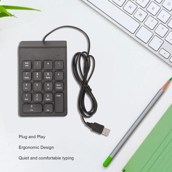 NUM PAD KEYBOARD WITH USB USB Wired Numeric Keypad 18 Keys Portable Number Pad – Fast Data Entry Calculator Keyboard Extension for Laptop & Desktop Computer