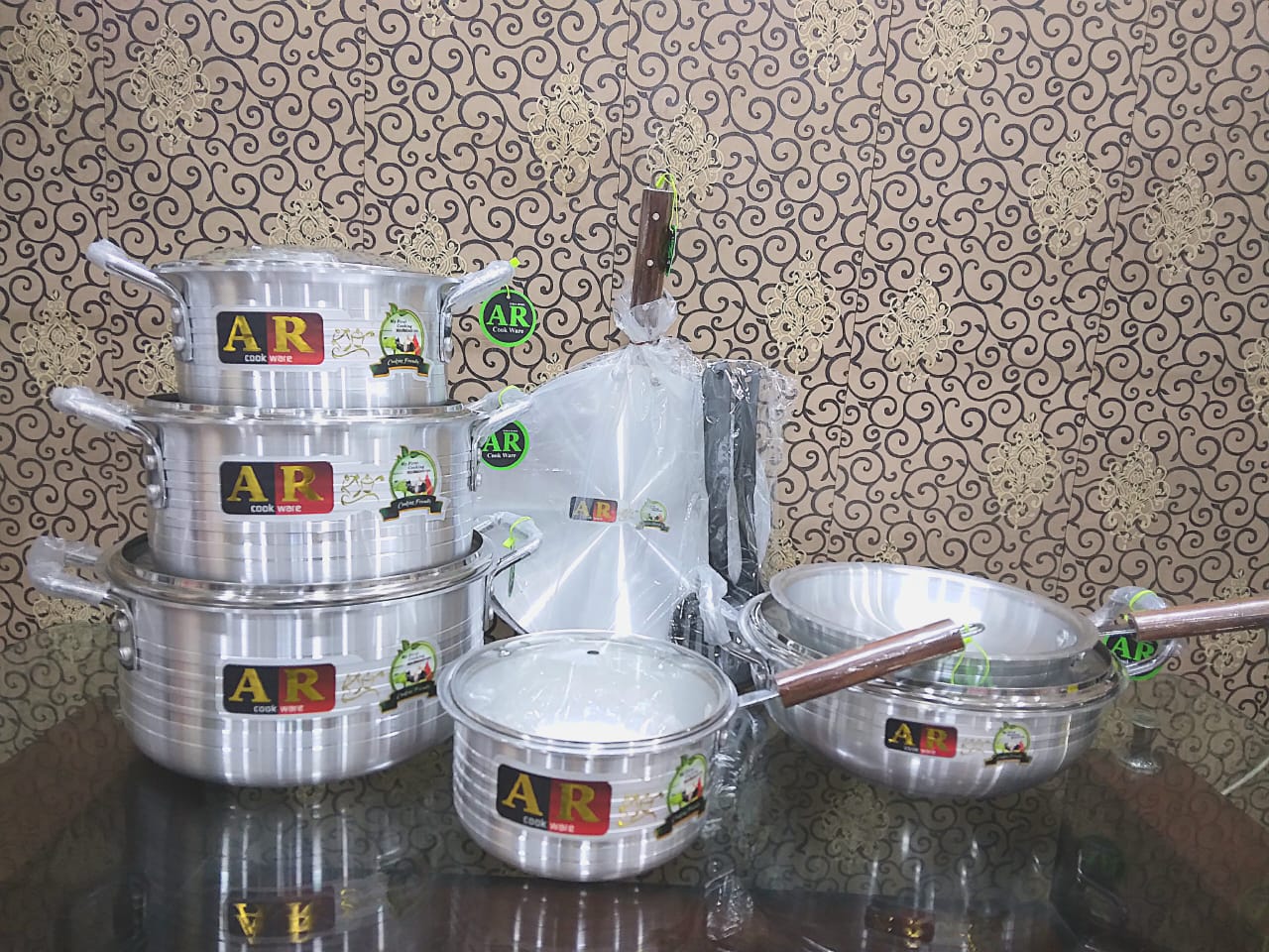 AR Metal Finish Cookware Set 15 Pcs – Grooved Style Cooking Set with ...