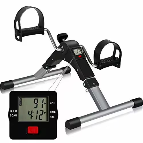 Home Gym Equipment - Mini Exercise Bike Pedal Exerciser with Digital Monitor Under Desk Fitness Cycle for Arms & Legs Rehab - Perfect For Home Exercise Gym Accessories By Usman's Hub