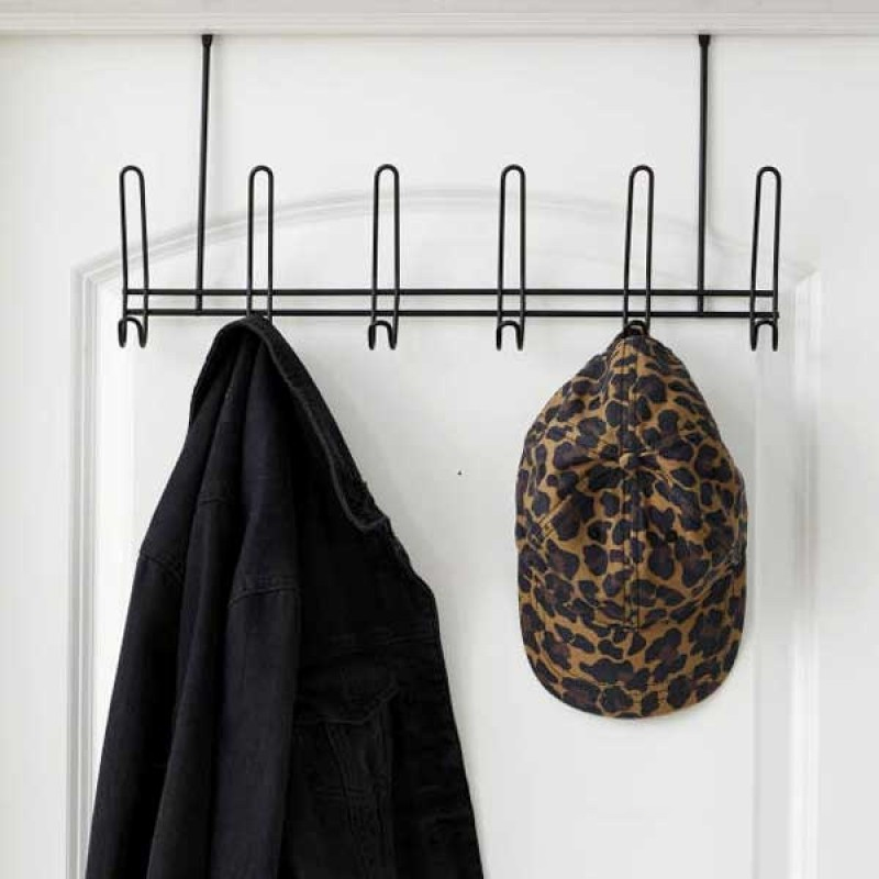 New Double Hooks Over the door hanger 6 double hooks multipurpose Cloth organizer for towel , hat , Shirt, Purse, Scarf For bedroom / Bathroom nail free hanger, no drill easy to install and remove