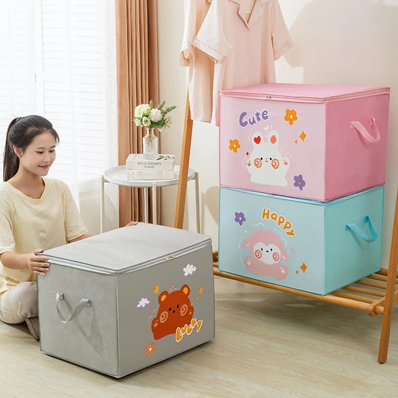 Hot Sales Home Storage Large Capacity Cartoon Quilt Storage Bag Thicken Waterproof Dustproof Clothes Toy Storage Box Tools