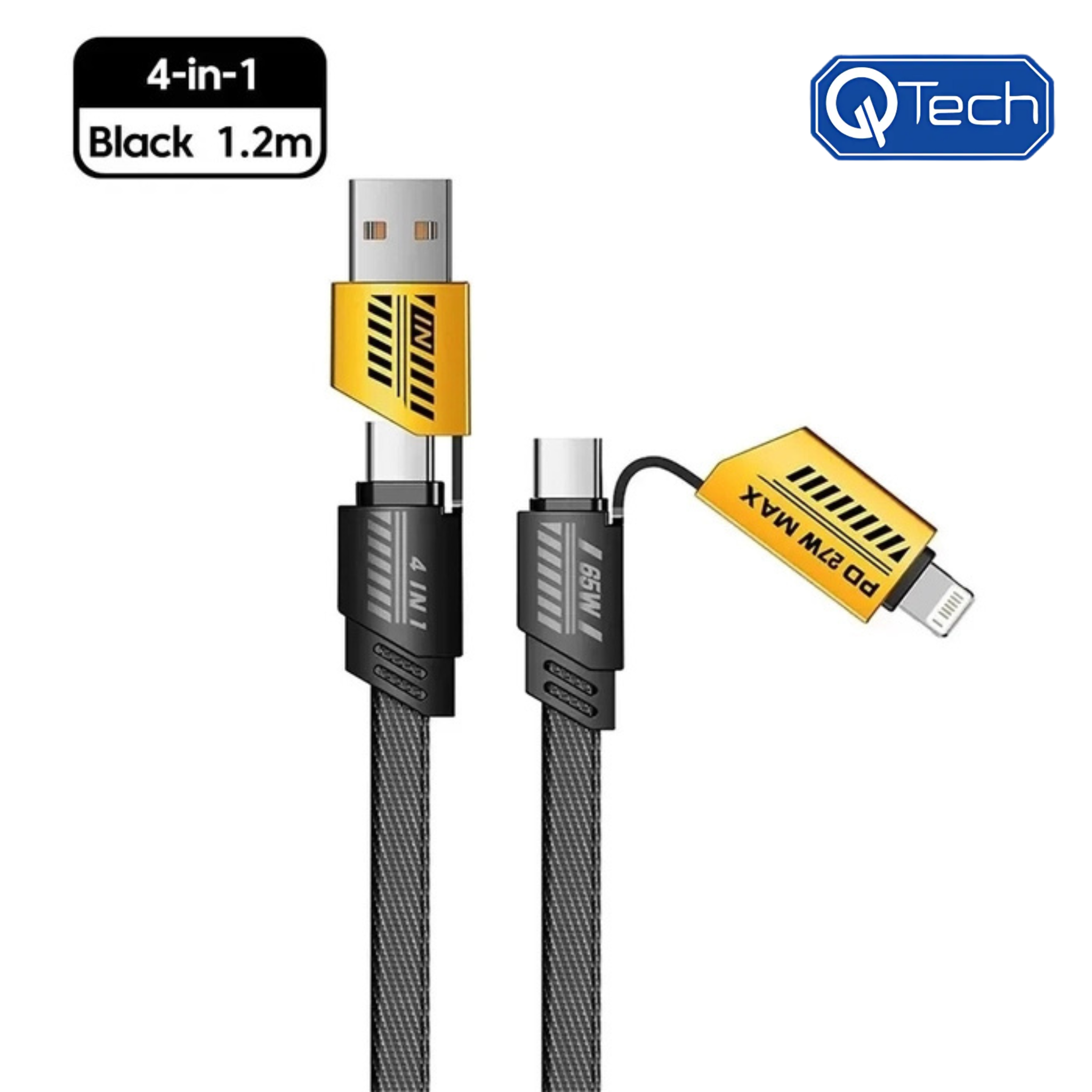 VOOXE 4-in-1 USB-C Charging Cable 1m – Durable Nylon Braided, PD 65W/27W Fast Charging & Data Sync Cable w/ Magnetic Multi-Tip Connector for Laptops, Smartphones, ios, Tablets, USB Devices & More!