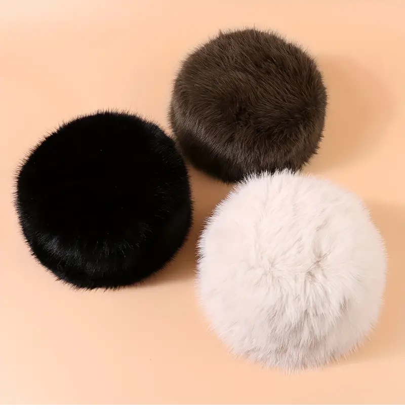Festive Women's Fluffy Faux Fur Bucket Hat - Lightweight, Non-Elastic, and Perfect for Winter