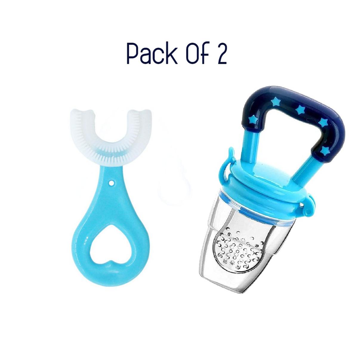 MiniMe Pack Of 2 Baby Food Pacifier Chusni & Silicone Teething Brush