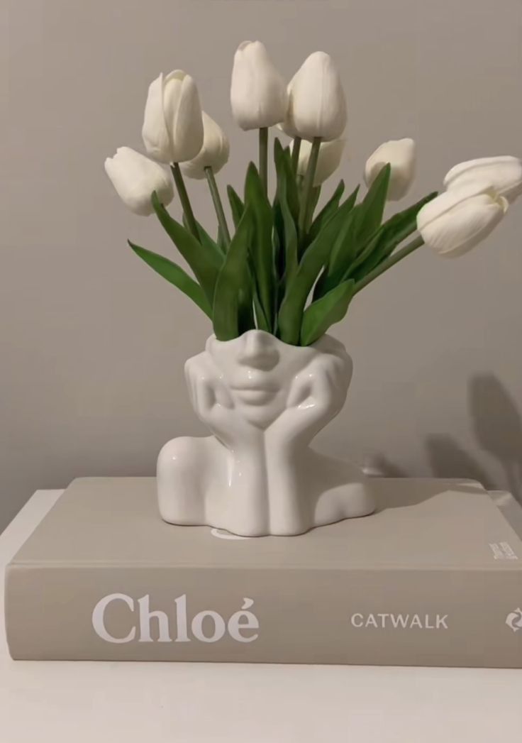 Jesmonite Ceramic Female Face Vase, Handmade Aesthetic Home Decor Flower Pot
