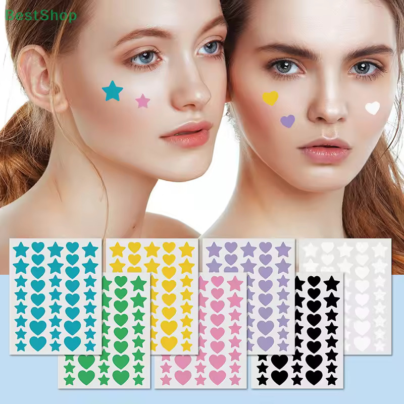 cute star pattern acne pimple patches for girls_hydrocolloid acne pimple patches for face_cute colorful acne spot removing deep moisturizing pimple patches_invisible skin pimple care acne removal patches