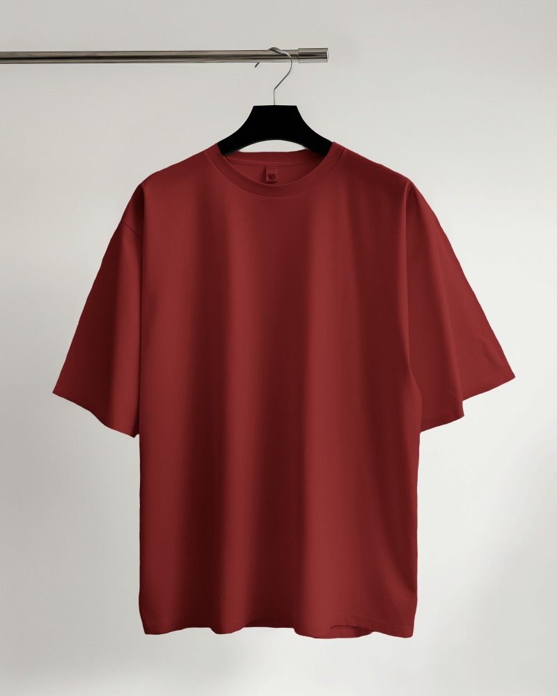 Glitzo Oversized Dropshoulder Maroon Tshirt For Men/ Tshirt For Women / Unisex Tshirt / Tshirt For Boys / Tshirt For Girls