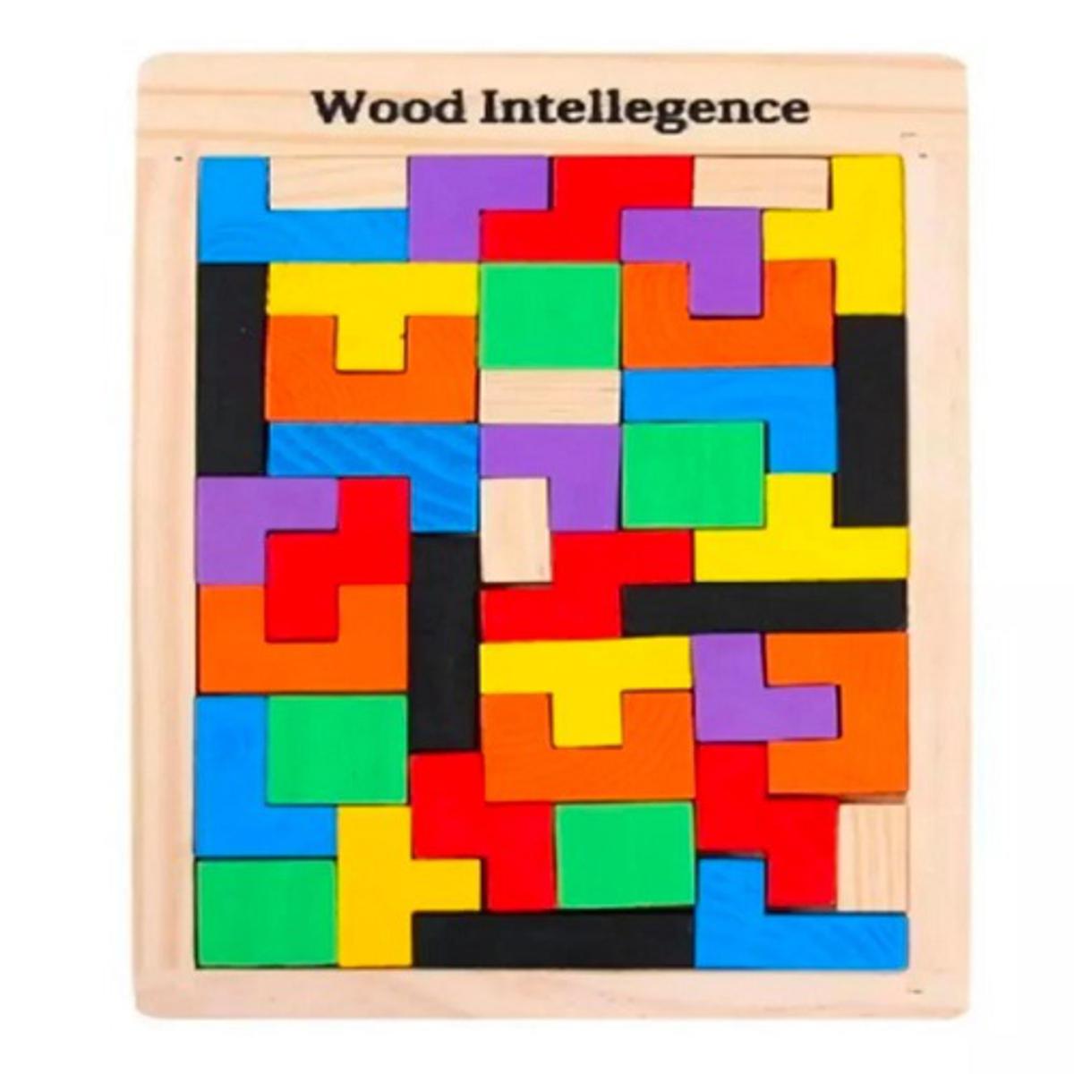 Multicolor Wooden Tetris Puzzle Blocks Board For Kids Early Educational Toys