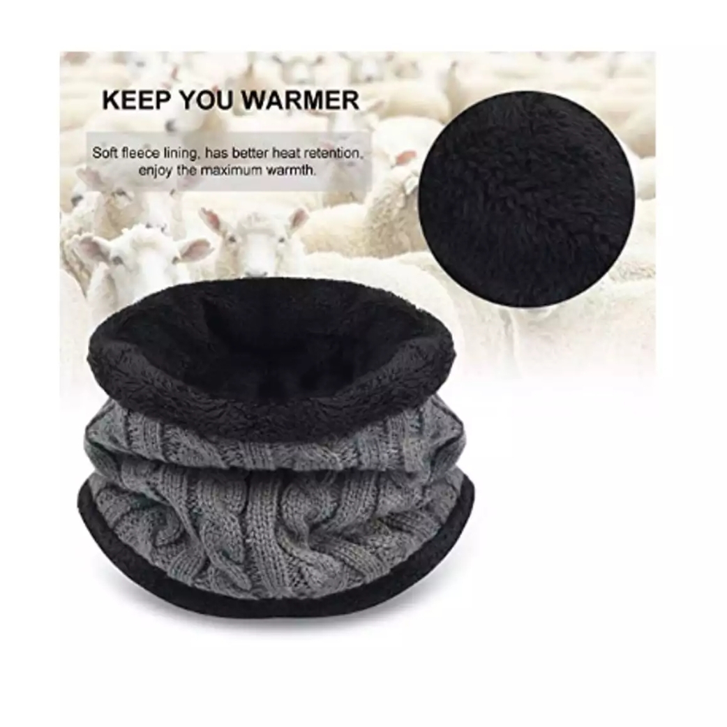 Winter Neck Warmer Scarf Set Warm Knit Thick Fleece for Men & Women Winter Neck Scarves| Winter UNISEX Hot Knitted Cap Neck Warmer