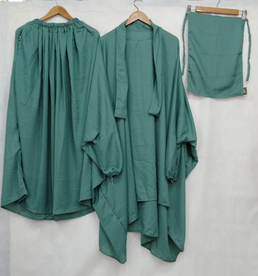 3 Piece Jilbab Set with Naqab & Skirt Black | Wool Peach Fabric | Full Coverage Modest Islamic Wear for Women | Prayer, Umrah & Daily Wear