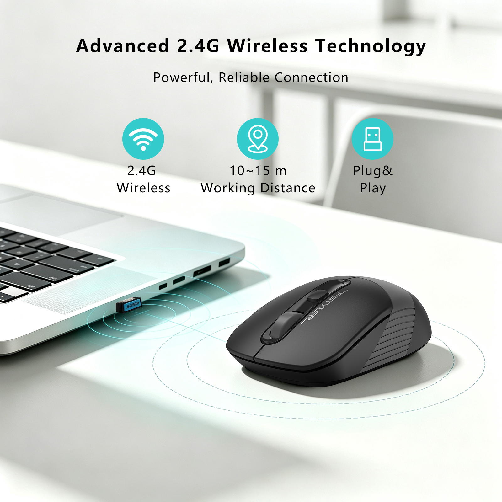 A4Tech FG10S FSTYLER - New Edition with Silent Clicks - 2.4G Wireless Mouse - 2000 DPI