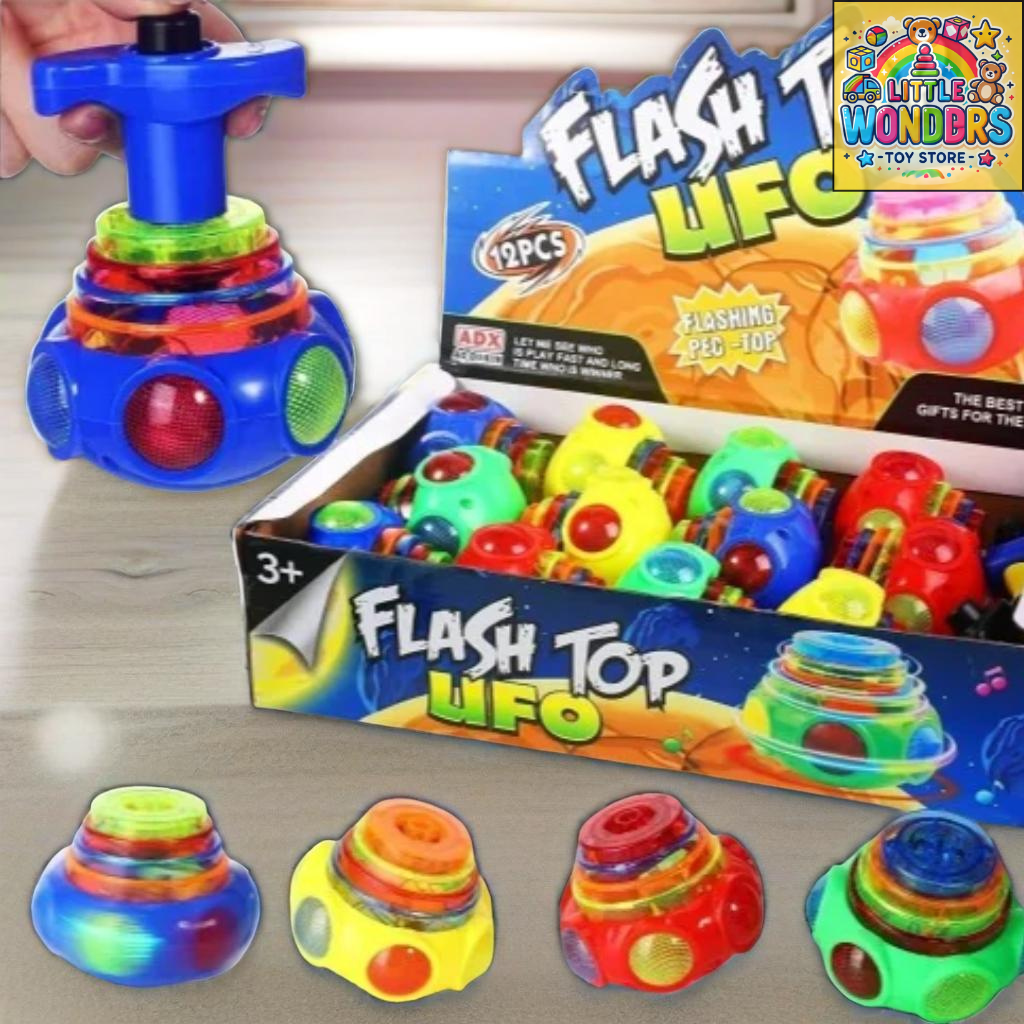 Flashing UFO Spinning Top Set with Light and Music For kids