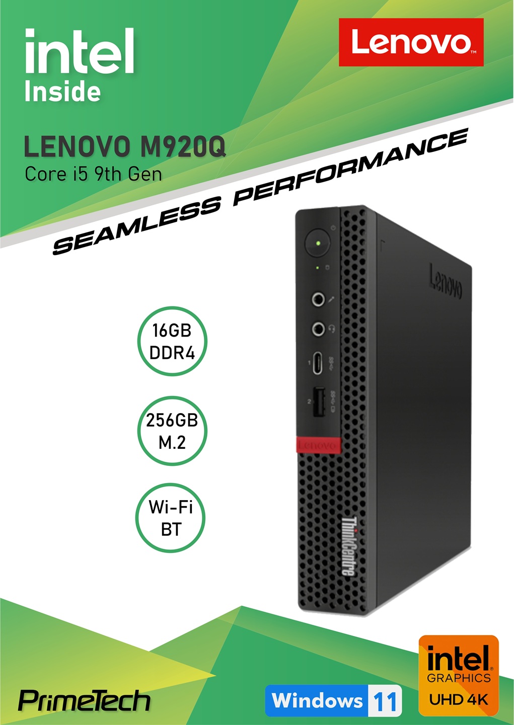 9th Gen Mini PC Core i5 Processor, 16GB DDR4 RAM, 256GB NVMe M.2, Intel UHD 4K Graphics, LAN, Dual Band Wi-Fi, Bluetooth