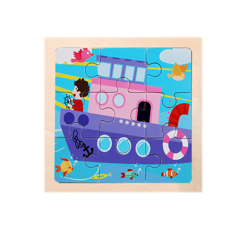 Montessori Wooden Picture Puzzles for Kids — 12 Colourful Animal Boards, 9-Piece Each for Hand-Eye & Problem Solving