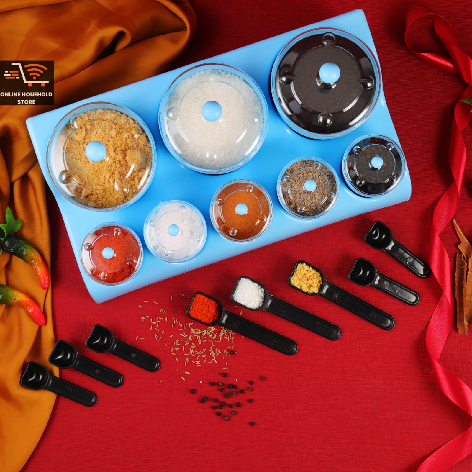 Newly Stylish Design 8 Pieces Multipurpose Food Spices Masala Box Masala Jars rack container