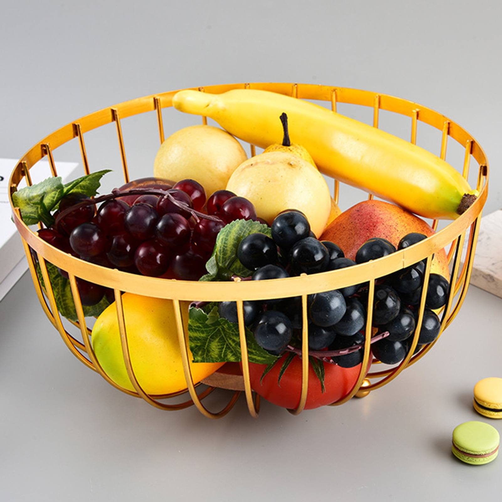 Stylish Metal Wire Fruit Basket Large Round Storage Baskets For Kitchen Counter Modern Vegetable Stand Holder Perfect For Snacks Southeast Buyers Dining Table
