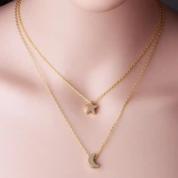 Moon And Star Shiny Pendant Necklace For Girls Necklace For Girl Friend Gift For Girls Unique Pendant For Women