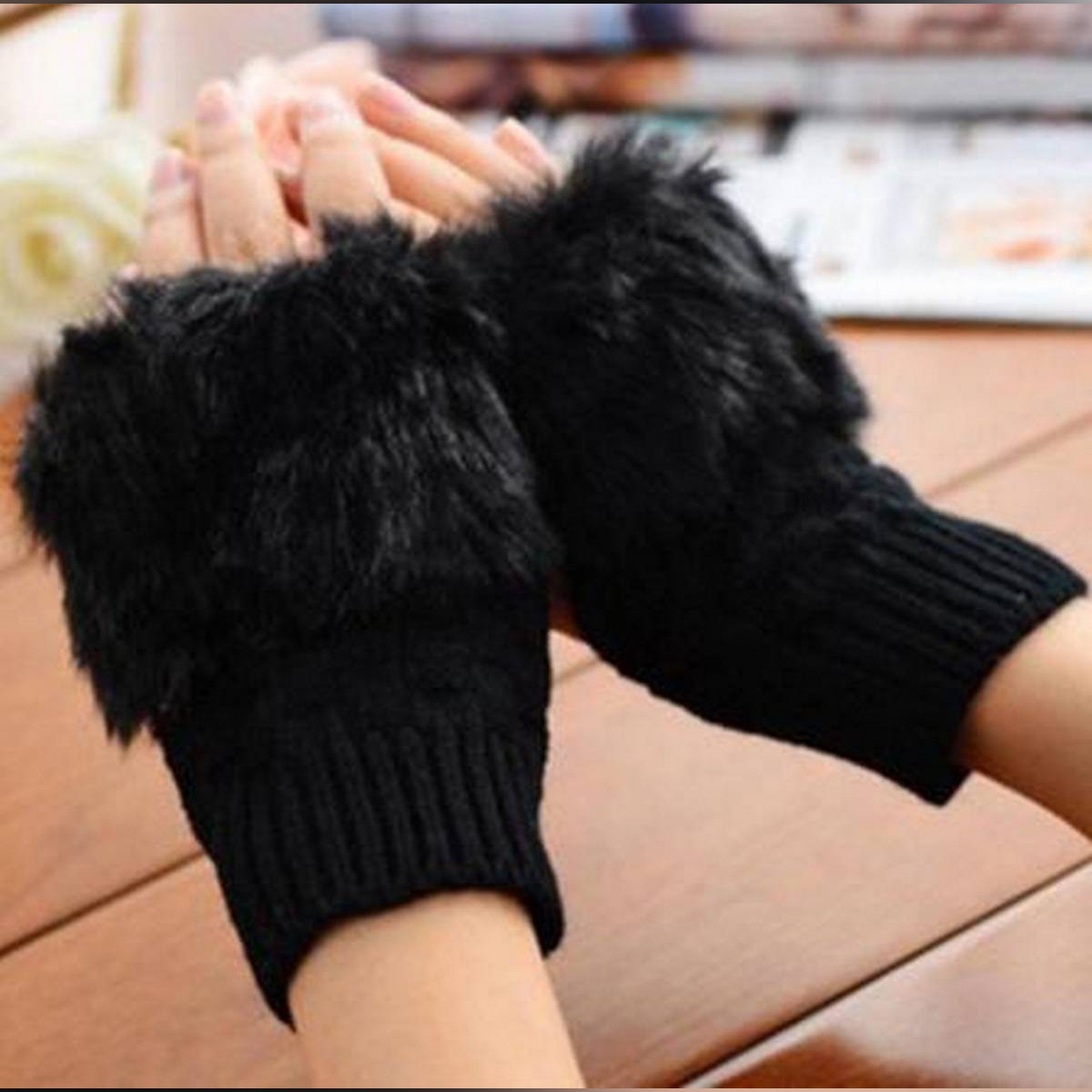 fur hand warmer gloves