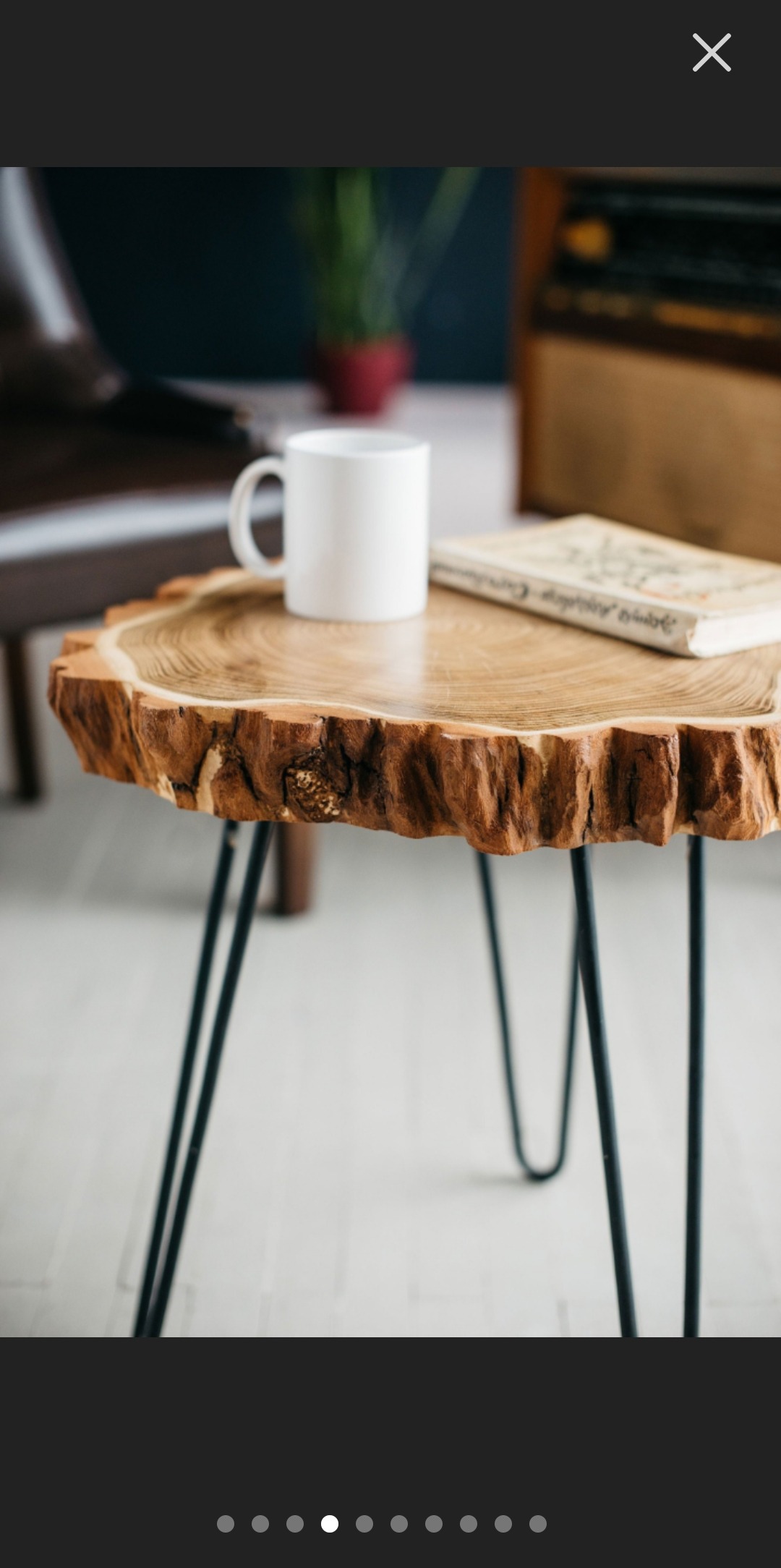 Small Round Side Table | Sofa Side Table & Bedside Table | Natural Live Edge Sheesham Wood | Metal Hairpin Legs | Drawing Room Corner Accent Table | Rustic Handmade Pakistan
