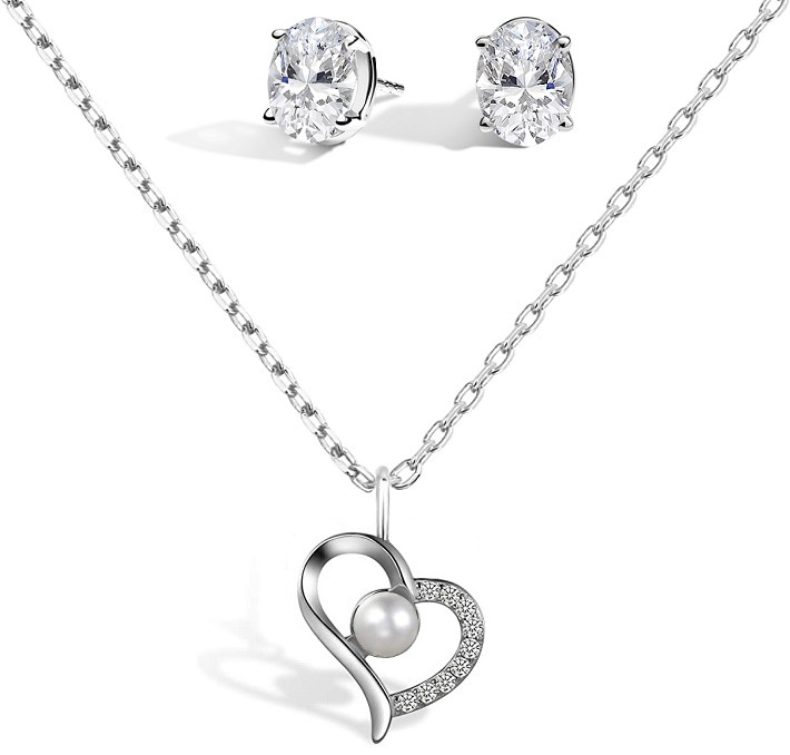 High Quality Sterling Silver Chunky Pendant Necklace For Women/Girls With Free Bracelet