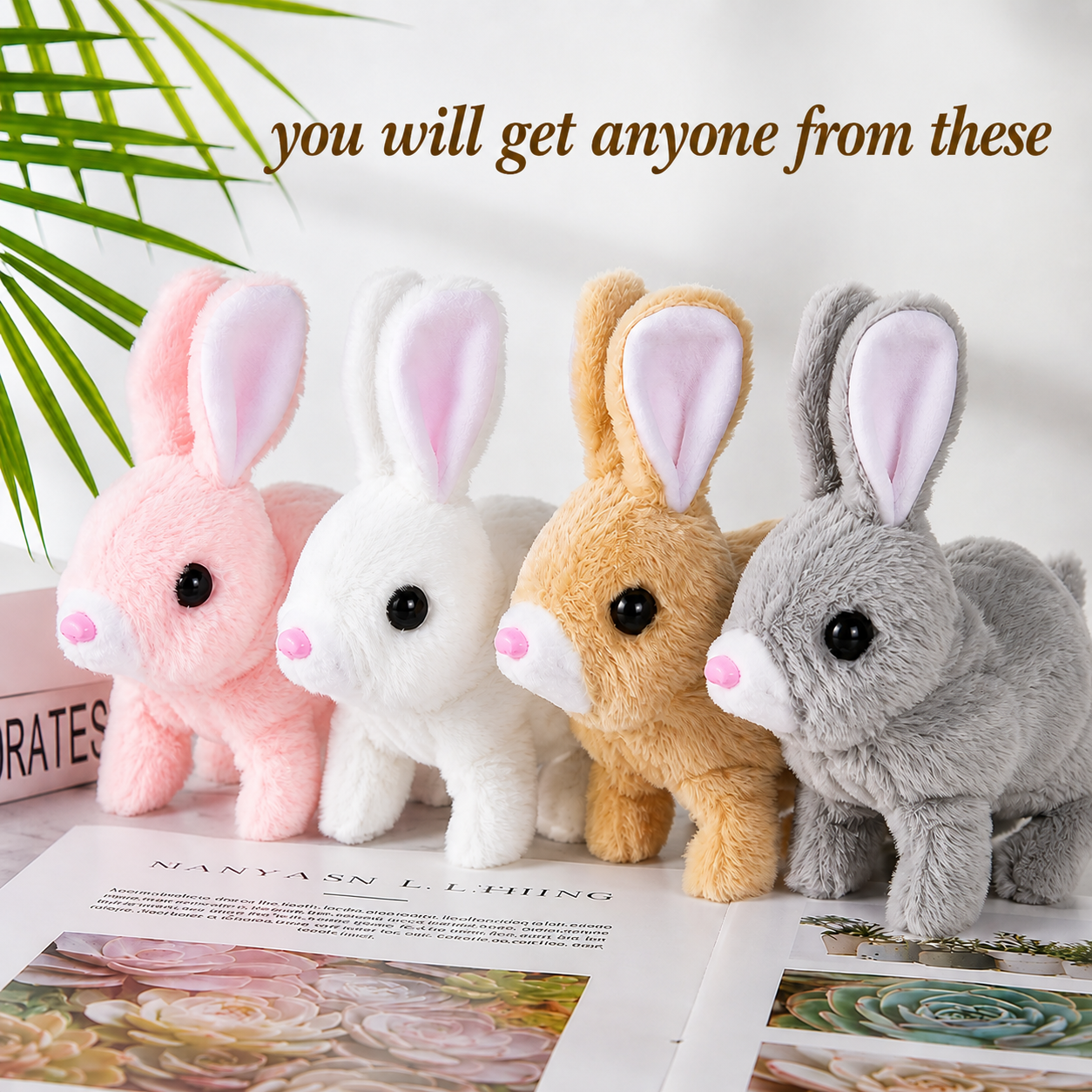 Electronic Plush Rabbit Toy Robot Bunny Walking Jumping Running Animal Shake Ears Cute Electric Pet for Kids Birthday Gifts
