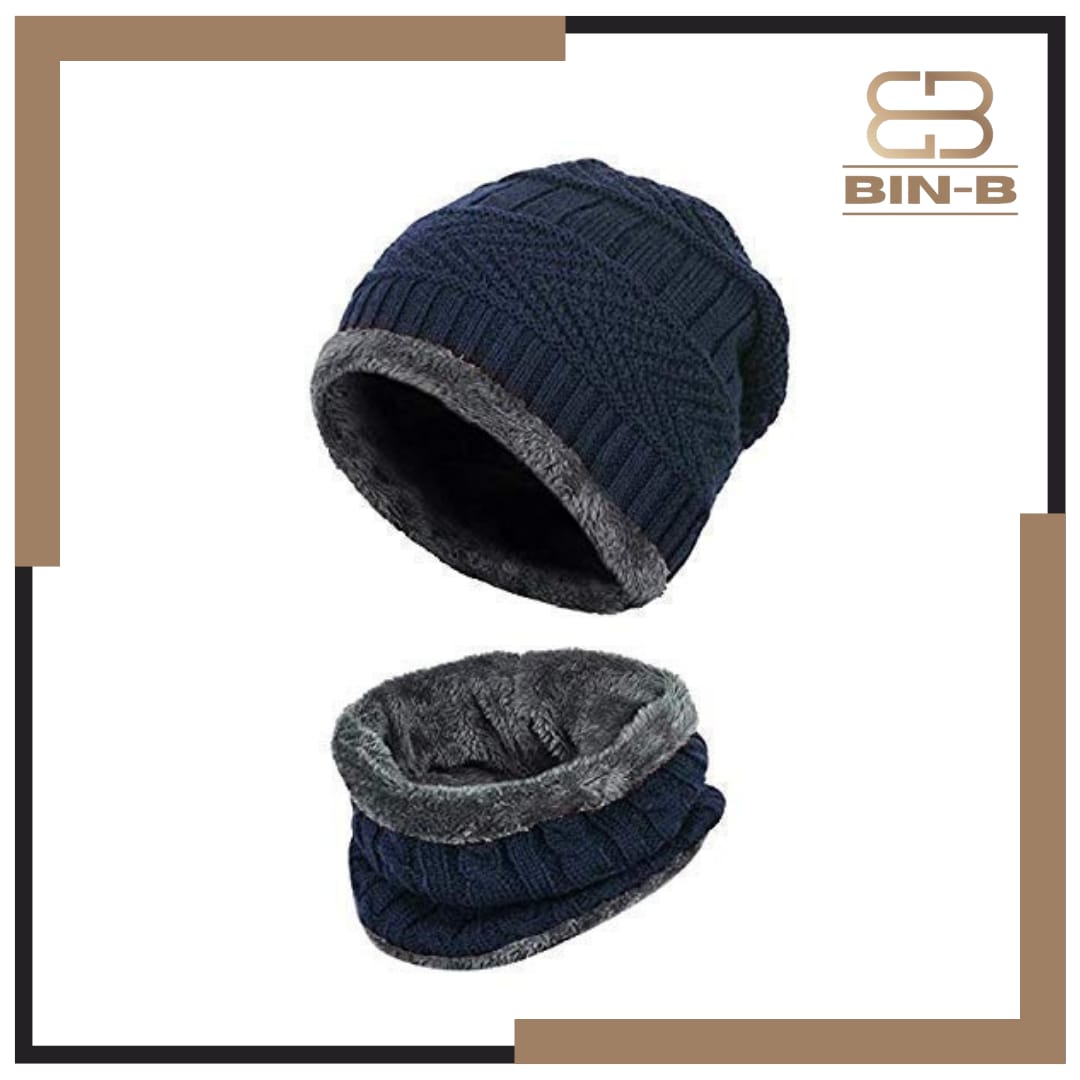 Beanie cap-Wool cap with neck warmer for men women| Winter cap for Unisex