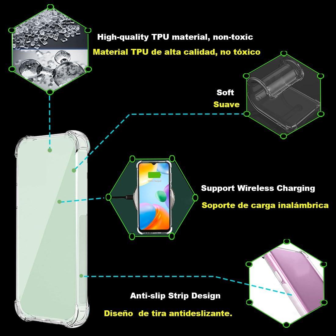 Redmi A5 Back Cover Transparent Extra Bumper Anti Shock Soft Crystal Clear Case - Redmi A5 Back Cover.