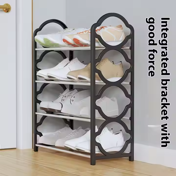 Multipurpose Shoe Rack Organizer - Elegant Metal Shoe Organizer Rack with Adjustable Sections, Durable Stackable Shoe Storage Stand for Bedroom, Living Room, Closet - X-Shape, Water-Resistant