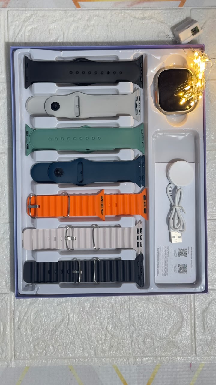 7 in 1 Smartwatch Combo With 7 Interchangeable Straps - 49mm HD Touch Screen Wireless Charging Smart Watch For Men & Women
