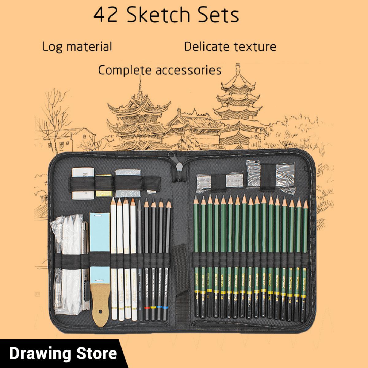 24/35/71pcs Sketch Pencil Set Art Craft Professional Artist Drawing Kit  Graffiti Portable Student Supplies