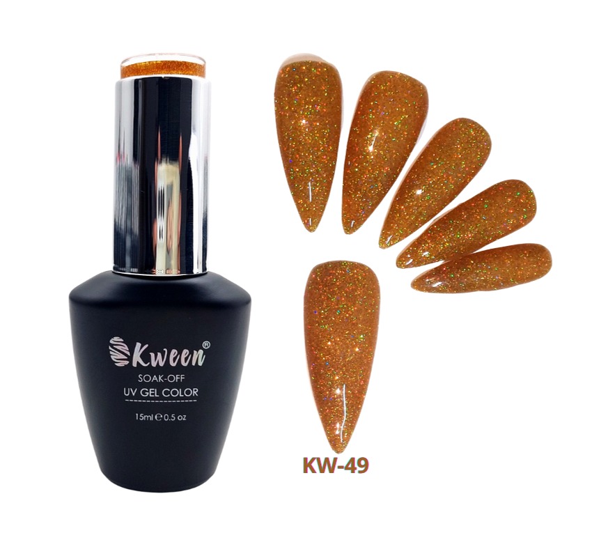 KWEEN Gel Nail Polish Glitter Soak Off UV LED Nail Polish Holographic Sparkle Shiny Gold Diamond Gel Polish for Manicure