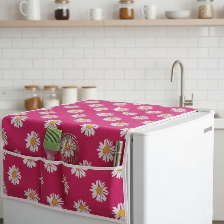 Premium Fridge Top Cover Protector for Freezer Storage Bags with Storage Pockets - Universal Fit