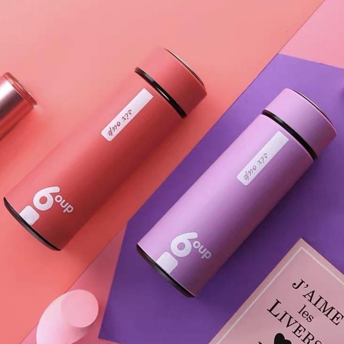500ml Double Wall Vacuum Insulated Water Bottle with Glass Insulation | Hot Cold Thermos Flask | Leak Proof Portable Travel Tumbler | Temperature Retention Drinking Bottle for Tea Coffee Milk Juice | Office School Outdoor