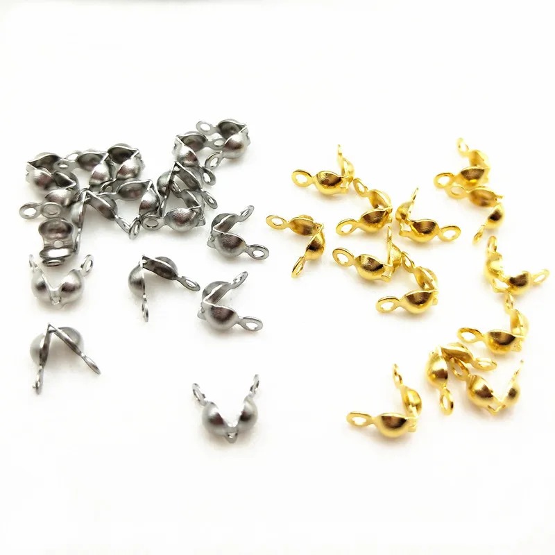 Clasp Ball End Chain Connector, Crimp Bead Cap Connector, Jewelry Making Findings, DIY Component 100 Pcs