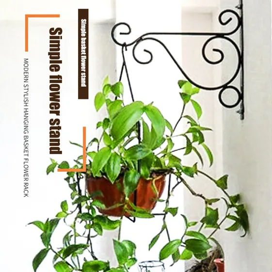 Iron Garden Wall Hanging Stand Flower Plant Pot Bracket Hook Shelf