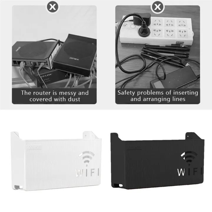 Wall Mounted WiFi Router Stand / Shelf / Rack – Wireless Router Holder & Organizer with Hidden Cable Management – ABS Plastic and Metal WiFi Rack for Home & Office – Easy Installation – Decorative Internet Box – High Quality