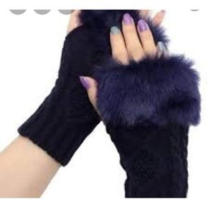 Fancy Winter Wool Fingerless Mittens Gloves for Women and Girls, Knitted and Warm
