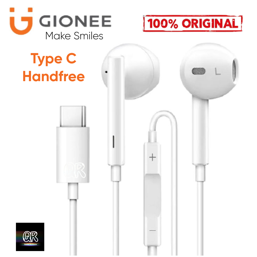 Original Gionee Type C Handsfree | In-Ear Type C Headset Headphones | Earphones | Type-C Earphone | C Type Handfree with Built-in Microphone | Dual Driver Earbuds USB-C | Compatible for iPhone 15/ Samsung/ OnePlus/ Redmi / Oppo /Huawei Etc - Quick Dazar price in Pakistan