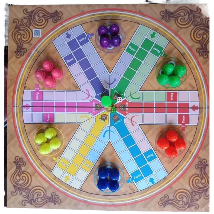 Foldable 2 Sided Wooden Ludo Game for 4 players with free Goti Pack