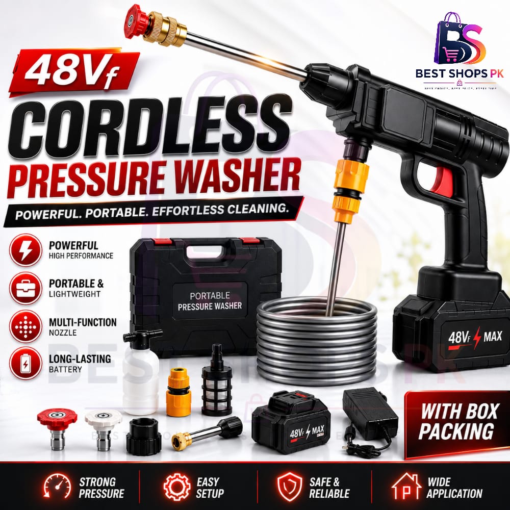 48Vf Rechargeable Pressure Washer – Car Washer Gun – Pressure Washer Gun – Car Washer Pump – 30Bar Portable Car Washer Gun High Pressure – Car Wash Spray Gun – Solar Panel Cleaner – Electric Pressure Pump Power Washer for Car/Fence/Wall/Floor Cleaning