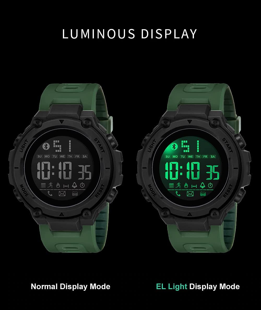 Men's Digital Sport Watches Waterproof Military Style LED Backlight Rubber Strap Big Numbers Display Digital Watch For Men