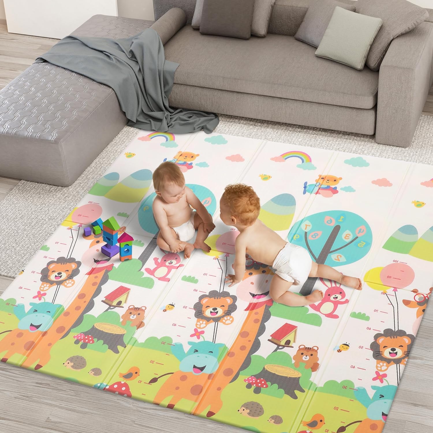 Baby Play mat,  (6X6.5 Ft) Extra Large & Thick Foam Crawling mat, Reversible & Waterproof Baby Mat for Infants, Toddlers, Kids Indoor Outdoor, Portable playmat for Babies with Travel Bag